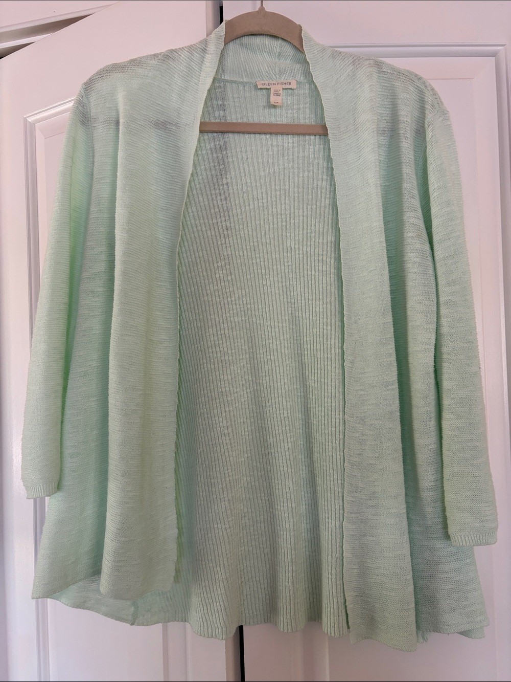 Eileen Fisher Light Mint Open-Front Cardigan P/S